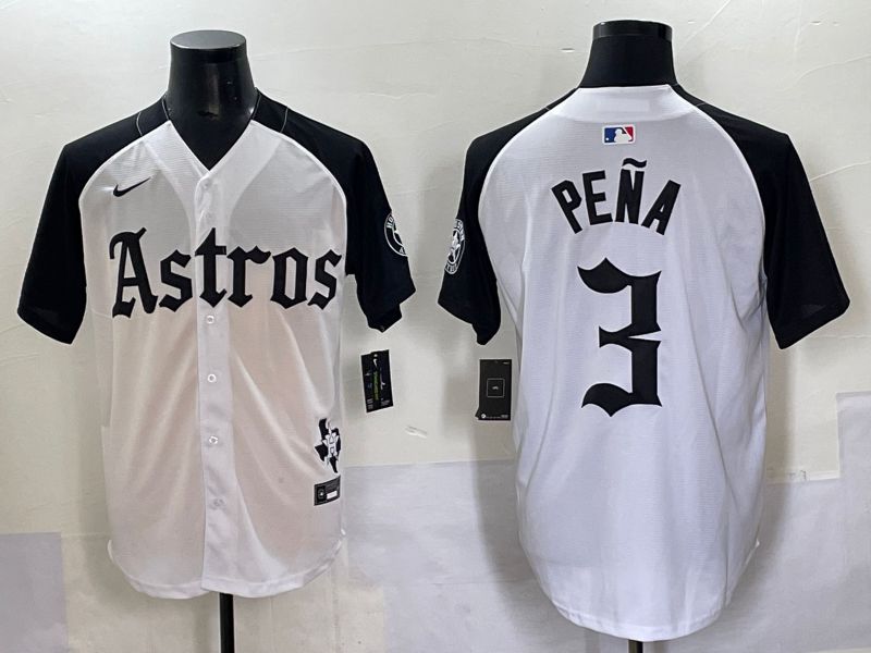 Men 2025 Houston Astros 3 Pena white black Five generations Joint Name Nike MLB Jersey style 1